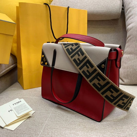 Fendi Vitello Grace FF 1974 Small Flip Tote Fragola Bag