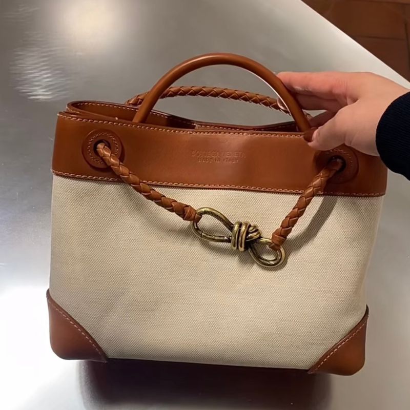 Bottega Veneta Washed Canvas Calfskin Bag