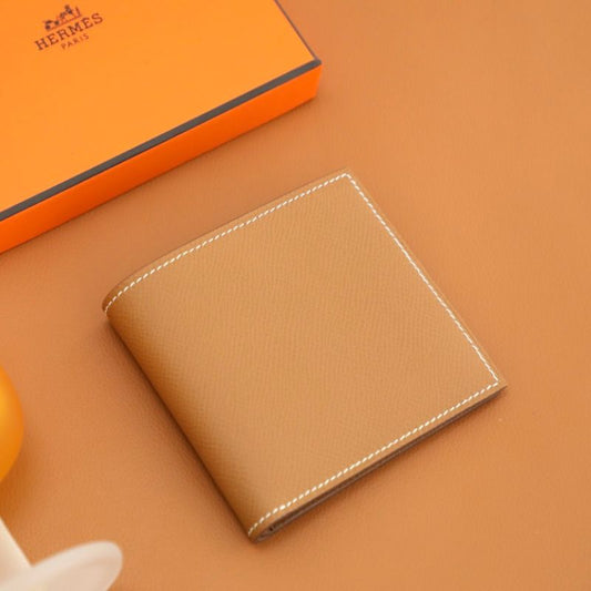 Hermes Gold Evercolor Leather Poker Compact Wallet