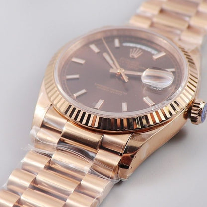 Rolex Day-Date 40 Chocolate Diamond Dial Presidential Bracelet Watch