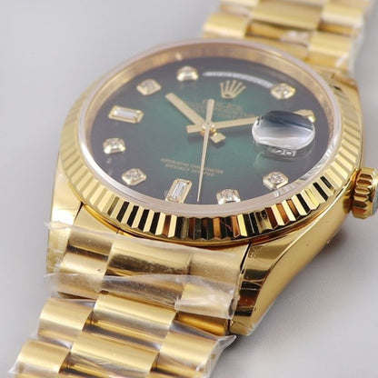 Rolex Day Date Green Dial Yellow Gold Watch