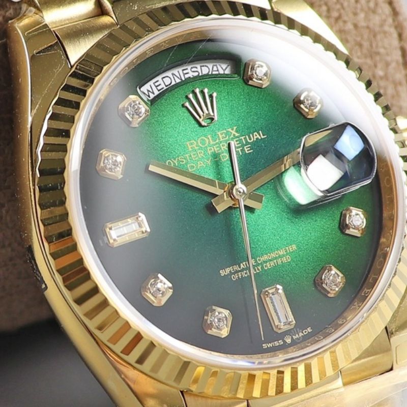 Rolex Day Date Green Dial Yellow Gold Watch