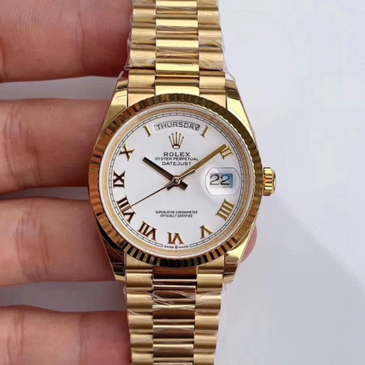 Rolex Day Time White Sapphire Crystal Watch