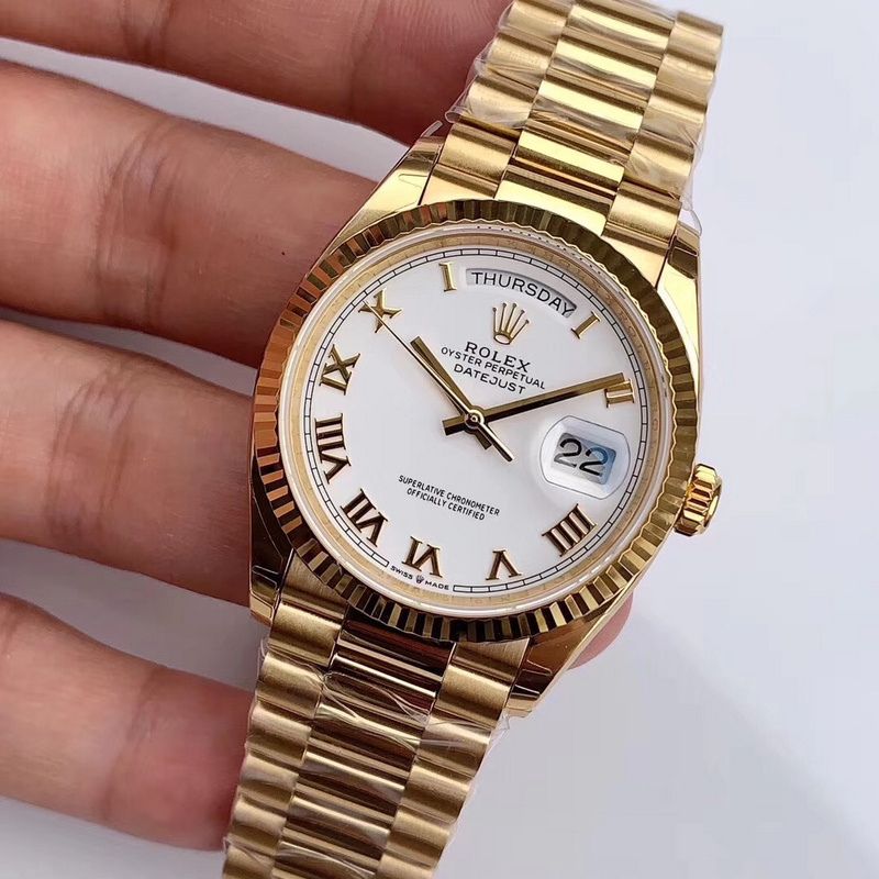 Rolex Day Time White Sapphire Crystal Watch