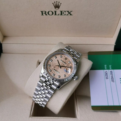 Rolex Steel Datejust Pink Jubilee Diamond Dial Watch