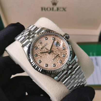 Rolex Steel Datejust Pink Jubilee Diamond Dial Watch