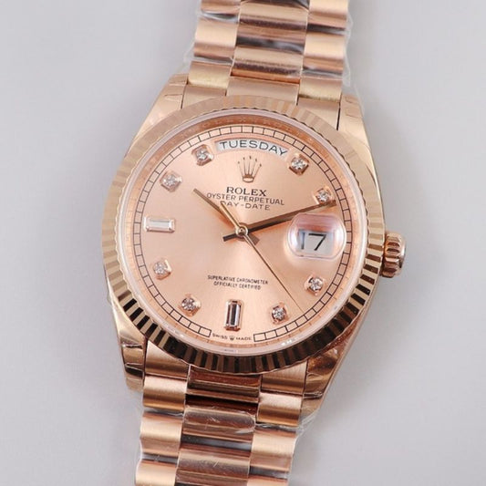 Rolex Rose Gold Pink Gold Diamond Dial Watch