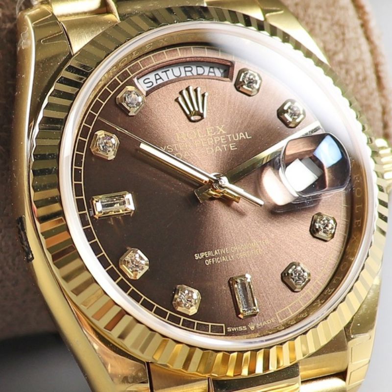 Rolex Day-Date Chocolate Dial Yellow Gold Watch