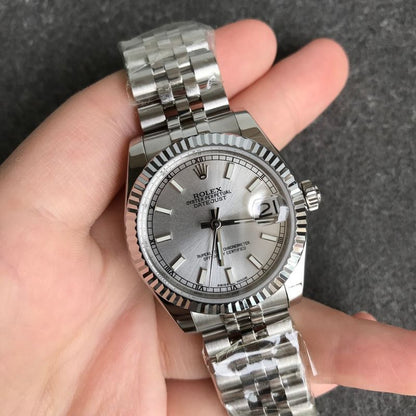 Rolex Date Just Grey Dial Stainless Steel Watch