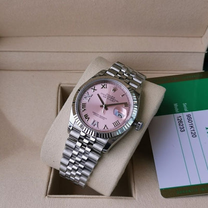 Rolex DateJust Pink Dial Stainless Steel Watch