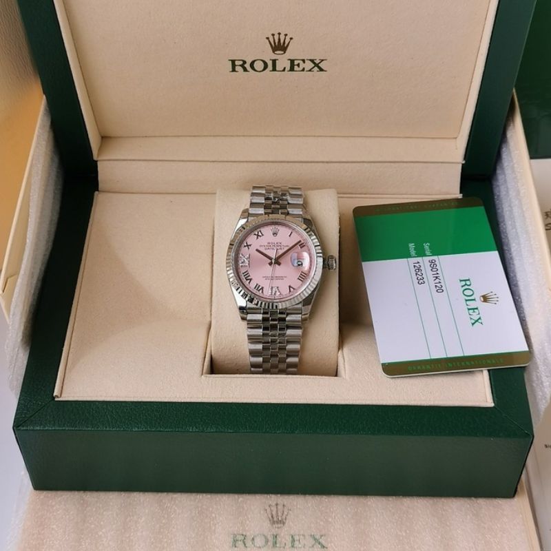 Rolex DateJust Pink Dial Stainless Steel Watch