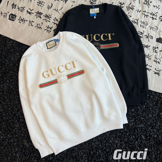 Gucci Autumn Winter Red & Green Striped Classic Logo Sweatshirt