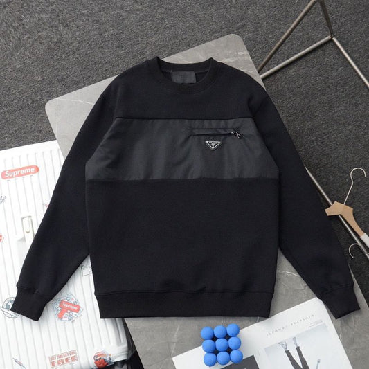 Prada Heavy Nylon Stitch Triangle Logo Sweatshirt