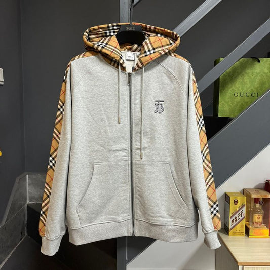 Burberry Classic Plaid Logo Hooded Zipper Sweatshirt