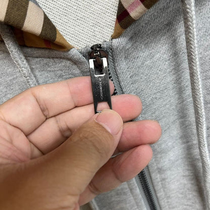 Burberry Classic Plaid Logo Hooded Zipper Sweatshirt