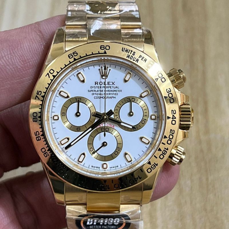 Rolex Cosmograph Daytona White Dial with Yellow Gold Oyester Bracelet Watch