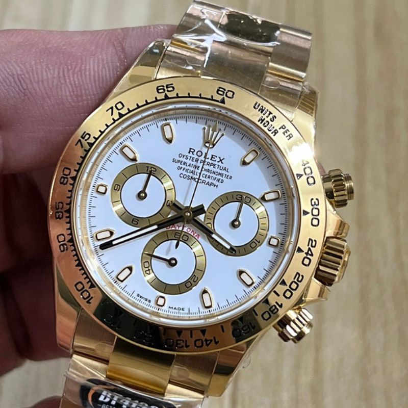 Rolex Cosmograph Daytona White Dial with Yellow Gold Oyester Bracelet Watch