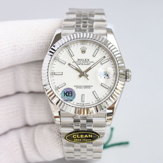 Rolex 41mm Datejust Silver Jubilee Bracelet Fluted Bezel Watch