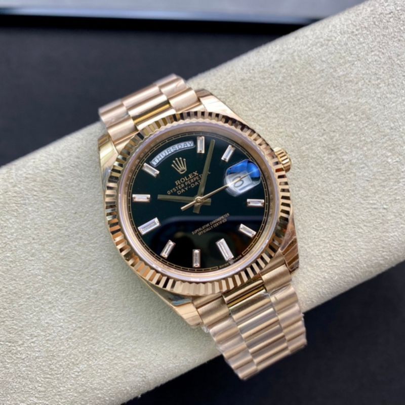 Rolex Day-Date 40MM President Black Diamond Dial Watch