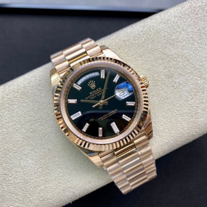 Rolex Day-Date 40MM President Black Diamond Dial Watch