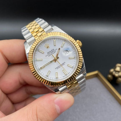 Rolex Datejust 41 Two-Tone Fluted White Jubilee Watch