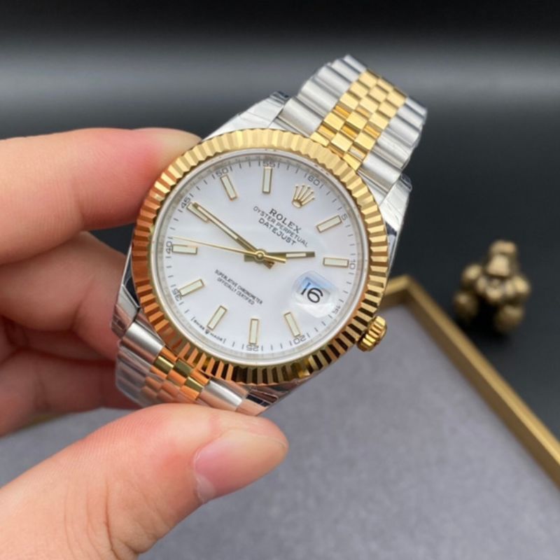 Rolex Datejust 41 Two-Tone Fluted White Jubilee Watch