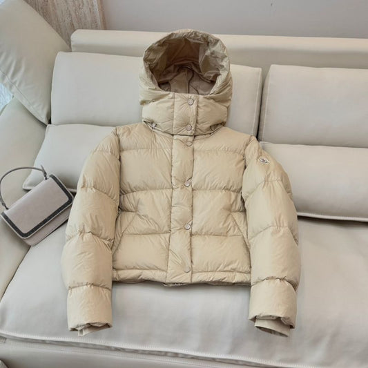 Moncler Hooded Long-Sleeve Down Jacket