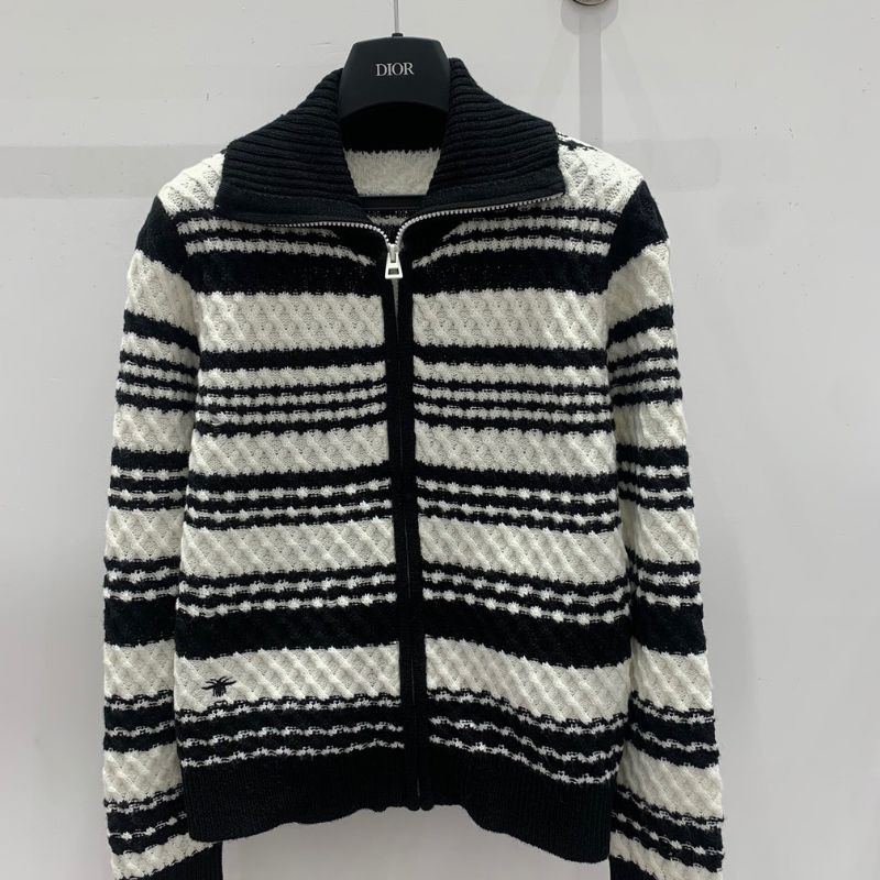 Dior Knitted Cardigan with CD Embroidery Zipper