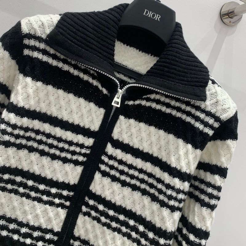 Dior Knitted Cardigan with CD Embroidery Zipper