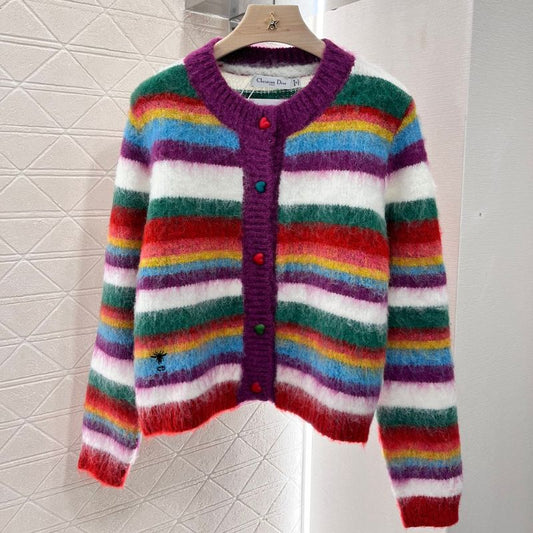 Dior Mohair Knitted Stripe Cardigan