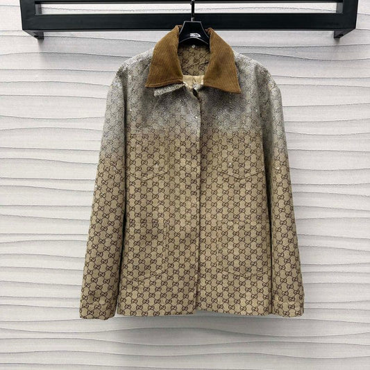 Gucci Detachable Rhinestone Collar Jacquard Jacket