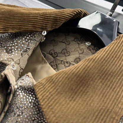 Gucci Detachable Rhinestone Collar Jacquard Jacket