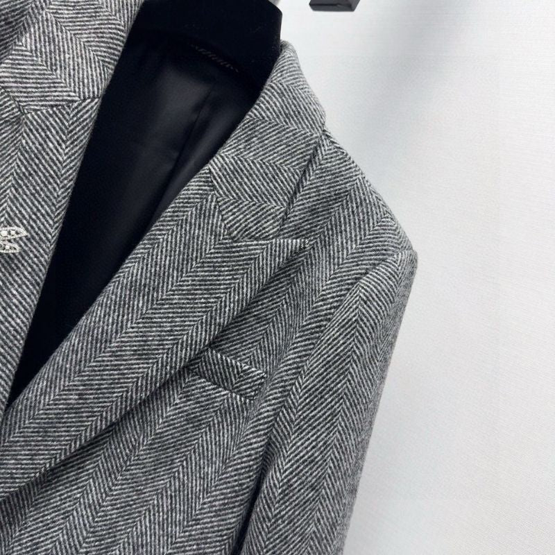 Dior Retro British Herringbone Wool Suit Jacket