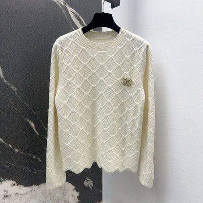 Chanel Diamond Pattern Knitted Pullover Sweater