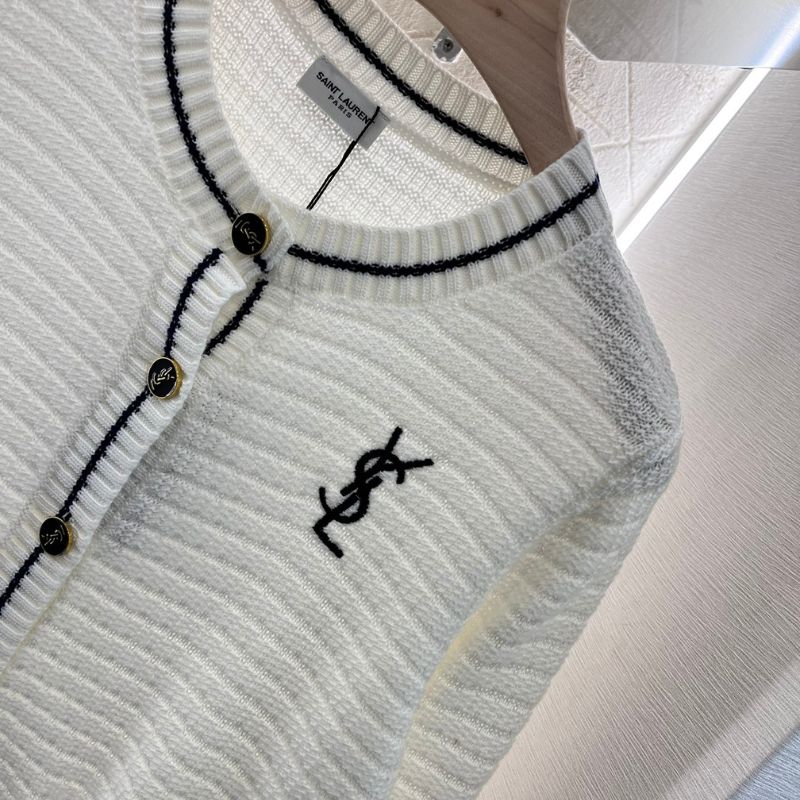 Saint Laurent Contrast Color Knitted Cardigan