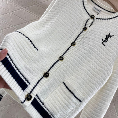 Saint Laurent Contrast Color Knitted Cardigan