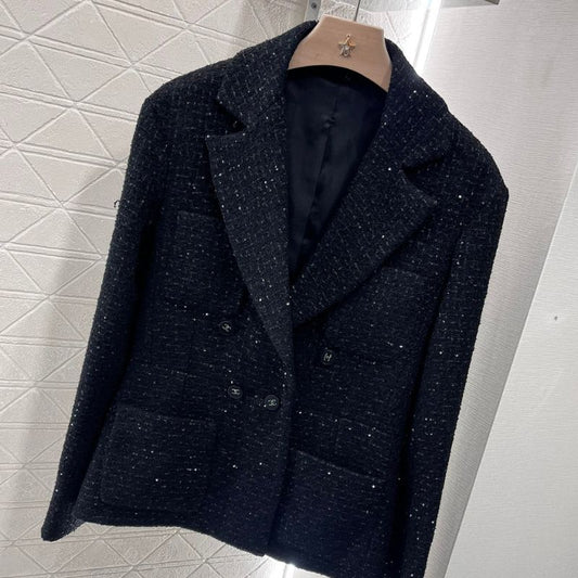 Chanel Wool Gun Lapel Shoulder Pad Suit