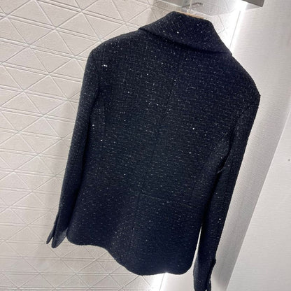 Chanel Wool Gun Lapel Shoulder Pad Suit