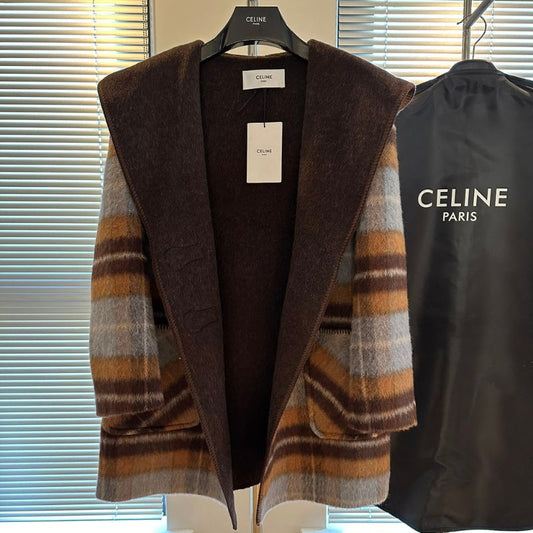 Celine Premium Wool Plaid Bathrobe Coat