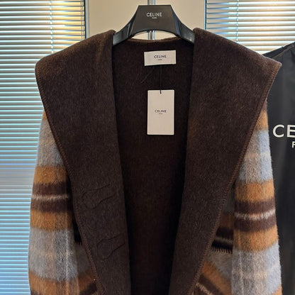 Celine Premium Wool Plaid Bathrobe Coat