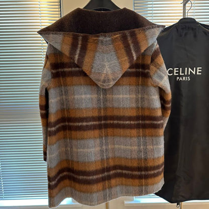 Celine Premium Wool Plaid Bathrobe Coat