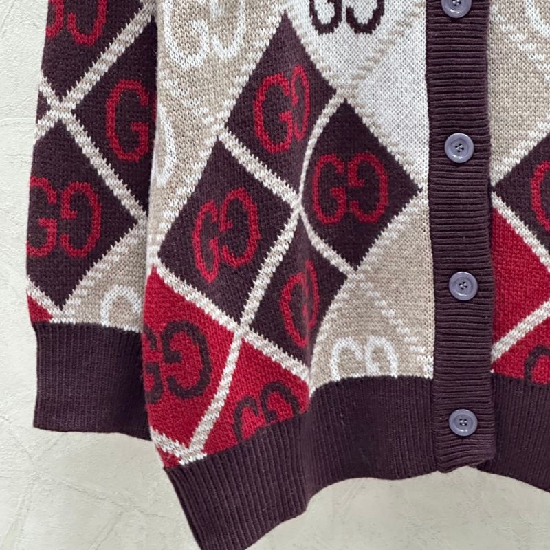 Gucci Double G Diamond Jacquard Knitted Cardigan