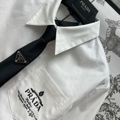 Prada Triangle-Tie Decorated BF Shirt