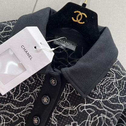 Chanel Hot-Drilling Embroidered Lapel Sweatshirt