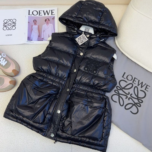 Loewe Logo Embroidery Hooded Down Vest