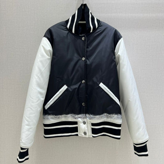 Dior Back Printed Baseball Splicing Stripes Cotton Jacket