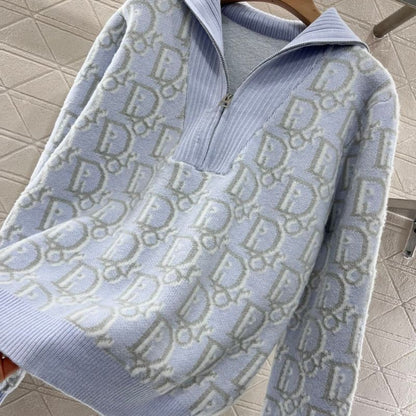 Dior Zipper Jacquard Turtleneck Sweater