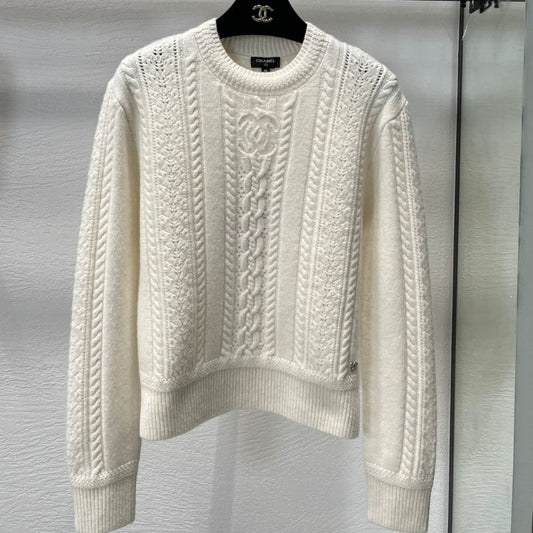 Chanel Palace Style Lace Cable Knit Sweater