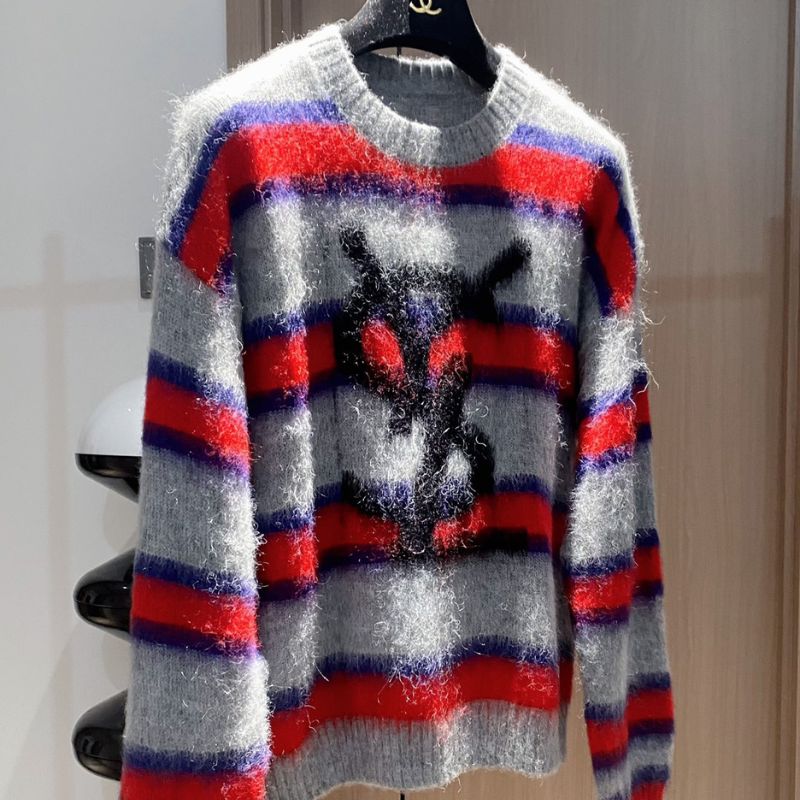 YSL Knitted Short Haired Mohair Long Sleeves Sweater