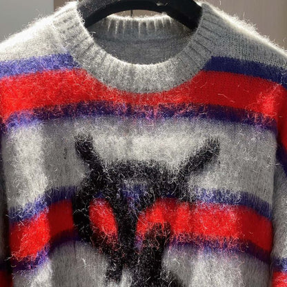 YSL Knitted Short Haired Mohair Long Sleeves Sweater